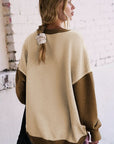 Color Block Round Neck Long Sleeve Sweatshirt