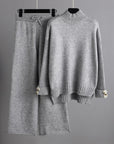 Basic Bae High- Low Turtleneck Long Sleeve Top and Pants Sweater Set