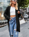 Open Front Dropped Shoulder Longline Cardigan