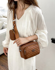 Light Gray PU Leather Adjustable Strap Crossbody Bag Sentient Beauty Fashions *Accessories