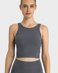 Dark Slate Gray Feel Like Skin Highly Stretchy Cropped Sports Tank