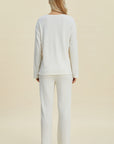 Double Take Full Size Cable-Knit Long Sleeve Top and Pants Set