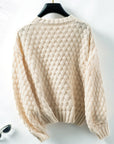 Cable-Knit Round Neck Long Sleeve Sweater