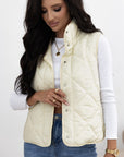 Snap Down Texture Vest Coat with Pockets