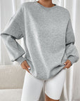 Perfee Round Neck Long Sleeve Sweatshirt