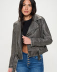 Coalition LA Zip Up Biker Jacket with Belt