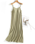 Rosy Brown Scoop Neck Midi Cami Dress with Bra Sentient Beauty Fashions Apparel & Accessories