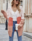 Angel Wings Color Block Openwork Open Front Cardigan