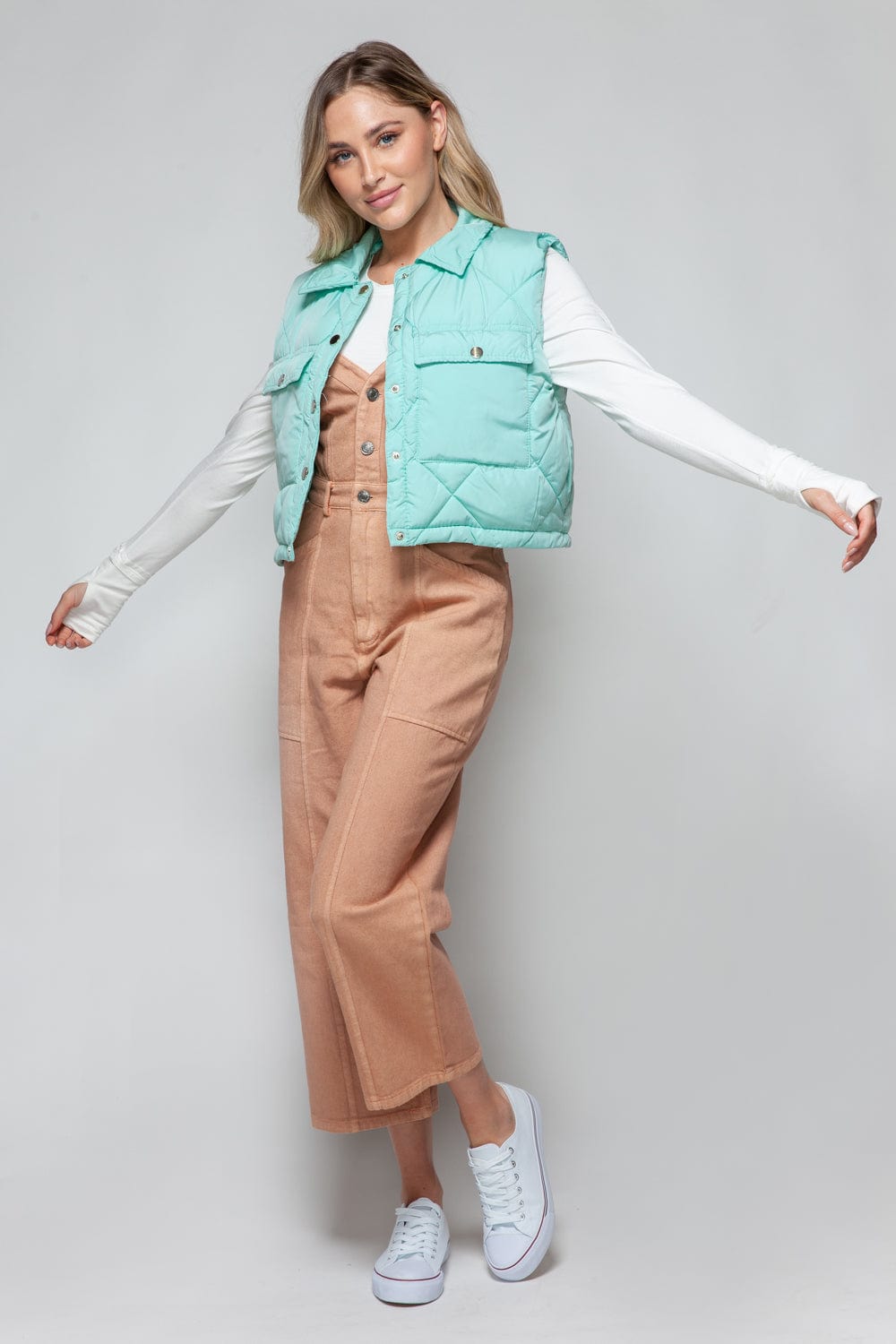 Snobbish Snap Down Quilted Crop Vest