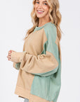 SAGE + FIG Color Block Round Neck Sweatshirt