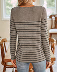 Lovelet Striped Round Neck Long Sleeve T-Shirt