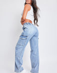 Lavender YMI Jeanswear High-Rise Straight Cargo Jeans Sentient Beauty Fashions Apparel & Accessories