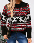 Angel Wings Reindeer Round Neck Long Sleeve Sweater