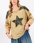 Dark Slate Gray SAGE + FIG Star Patch Long Sleeve Color Block T-Shirt