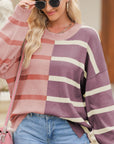 Contrast Striped Long Sleeve Sweatshirt