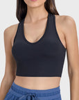 Dark Slate Gray Scoop Neck Wide Strap Active Tank