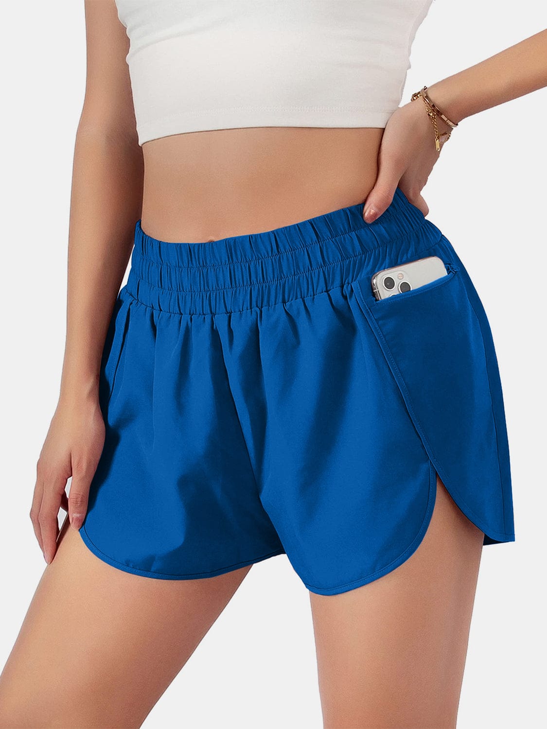 Midnight Blue Elastic Waist Active Shorts