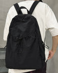 Slate Gray Drawstring Nylon Backpack Bag