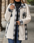 Plaid Contrast Dropped Shoulder Coat