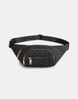 White Smoke Zenana Quilted Multi Pocket Waist Belt Bag Sentient Beauty Fashions *Accessories