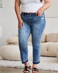 Gray Judy Blue Full Size Release Hem Cropped Bootcut Jeans