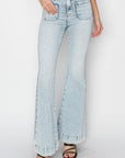 Risen Full Size High Rise Front Patch Pocket Flare Jeans