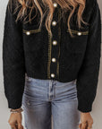 Round Neck Button Up Long Sleeve Cardigan