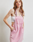Light Gray HEYSON Lace Trim Washed Overall Dress Sentient Beauty Fashions Apaparel & Accessories