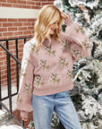 Reindeer Round Neck Long Sleeve Sweater