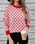 Angel Wings Contrast Round Neck Dropped Shoulder Sweater