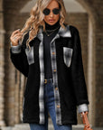 Plaid Contrast Dropped Shoulder Coat