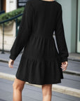 V-Neck Long Sleeve Mini Dress