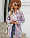 Plaid Collared Neck Long Sleeve Shirt