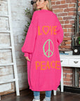 Letter Dropped Shoulder Long Sleeve Cardigan