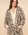 VERY J Fuzzy Leopard Long Sleeve Hooded Jacket