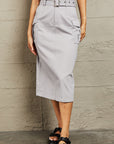 Rosy Brown HYFVE Professional Poise Buckled Midi Skirt