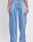 Light Gray YMI Jeanswear High-Rise Straight Cargo Jeans Sentient Beauty Fashions Apparel & Accessories