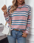 Striped Round Neck Long Sleeve Sweater