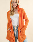 And The Why Full Size Thermal Hooded Open Front Cardigan with Pockets