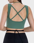 Dark Slate Gray Crisscross Square Neck Active Tank