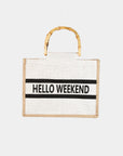 Lavender Fame Bamboo Handle Hello Weekend Tote Bag Sentient Beauty Fashions *Accessories
