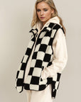 Double Take Full Size Zip Up Checkered Vest Cost