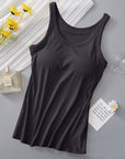 Dark Gray Round Neck Tank with Bra