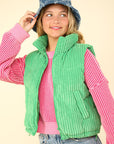 VERY J Zip Up Padded Corduroy Puffer Vest