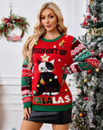 Christmas Element Round Neck Long Sleeve Sweater