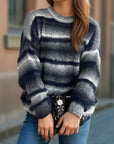 Gradient Round Neck Dropped Shoulder Sweater