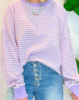 Striped Round Neck Long Sleeve Sweatshirt