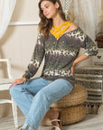 Dark Gray Celeste Full Size Leopard Long Sleeve T-Shirt with Braided Strap