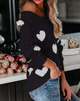 Heart Scoop Neck Long Sleeve Sweater