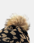 Leopard Pom-Pom Cuffed Beanie